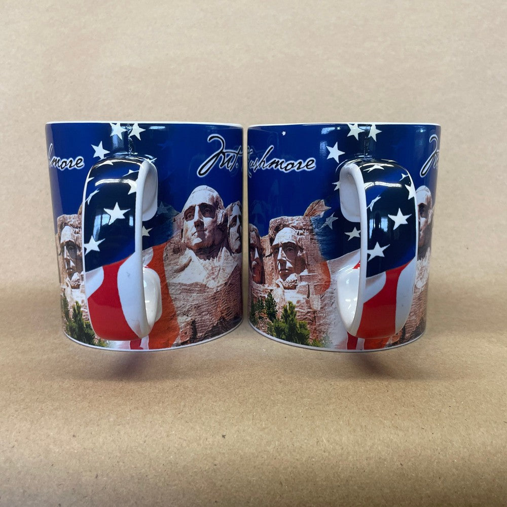 Mt. Rushmore U.S. Flag Mugs-Pair